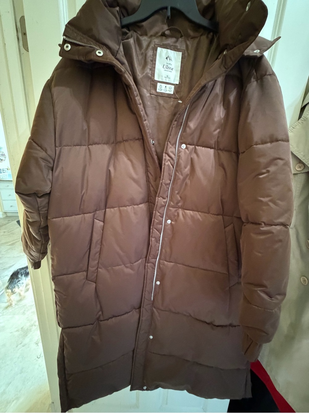 Abercrombie & Fitch Ultra Collection brown puffer coat liner
